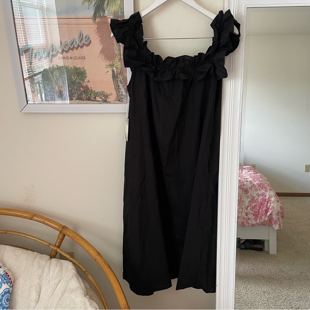 Tuckernuck Hyacinth House Maria Ruffle Midi Dress in Black XS - Picture 5 of 5